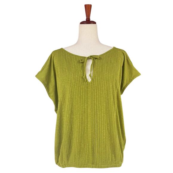PRANA Ocupas Short-Sleeve Organic Cotton Top in Sweet Grass Green Size M - Picture 2 of 8